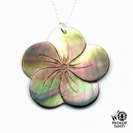 Chaine argent pendentif nacre prokop fleur tahiti 5fg33