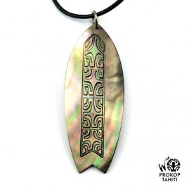 Pendentif nacre gravee prokop tahiti surf xl s3