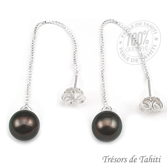 Boucles d'oreilles perles de tahiti semi rondes argent tt305 Boucles d'oreilles perles de tahiti semi rondes argent tt305