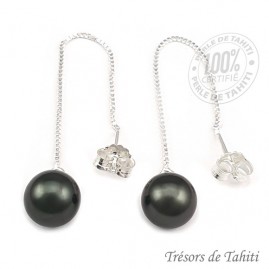 Boucles d'oreilles perles de tahiti semi rondes argent tt306