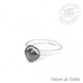 Bague keishi de tahiti en argent tt340