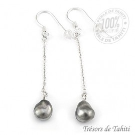 Boucles d'oreilles keishis de tahiti en argent tt274