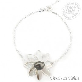 Bracelet keishi & nacre de tahiti chaine argent tt327