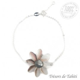 Bracelet keishi & nacre de tahiti chaine argent tt329