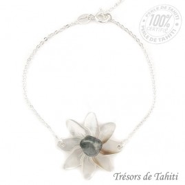 Bracelet keishi & nacre de tahiti chaine argent tt331