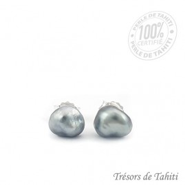 Boucles d'oreilles keishis de tahiti en argent tt351