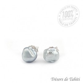 Boucles d'oreilles keishis de tahiti en argent tt352