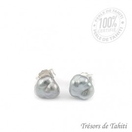 Boucles d'oreilles keishis de tahiti en argent tt353