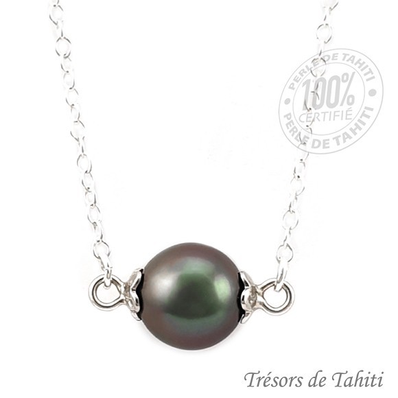 Pendentif perle de tahiti semi ronde chaine argent tt300 Pendentif perle de tahiti semi ronde chaine argent tt300