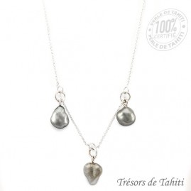 Pendentif 3 keishis de tahiti chaine en argent tt373