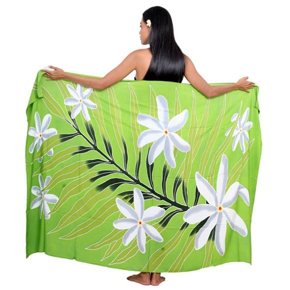 Pareo bali art fait main maire et fleurs de tiare 8484-d1