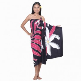 Pareo bali art fait main fougere et fleurs de tiare 8480-b1