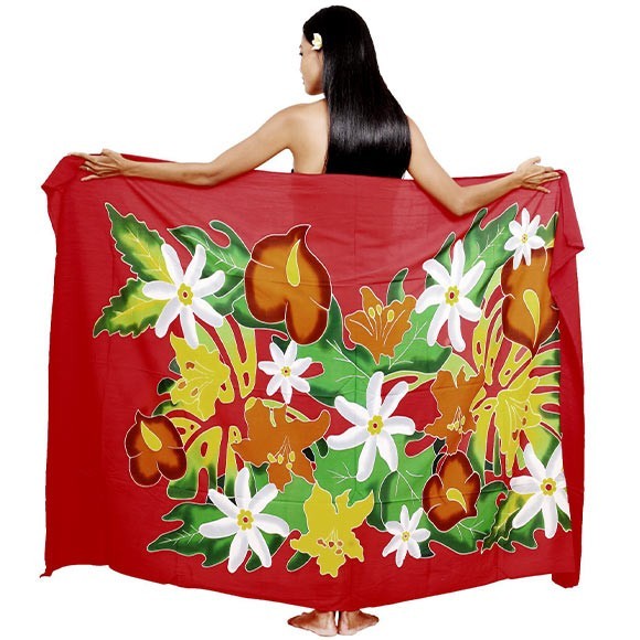 Pareo bali art fait main fleurs polynesiennes 8324-b1 Pareo bali art fait main fleurs polynesiennes 8324-b1