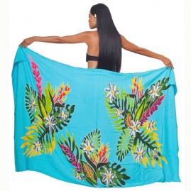 Pareo bali art fait main vegetal et fleurs tahiti 8364-f2