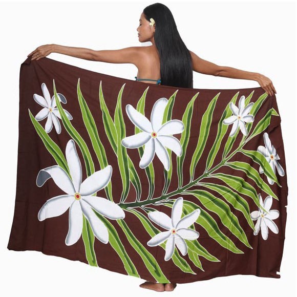 Pareo bali art fait main fougere et fleurs de tiare 8488-e3 Pareo bali art fait main fougere et fleurs de tiare 8488-e3