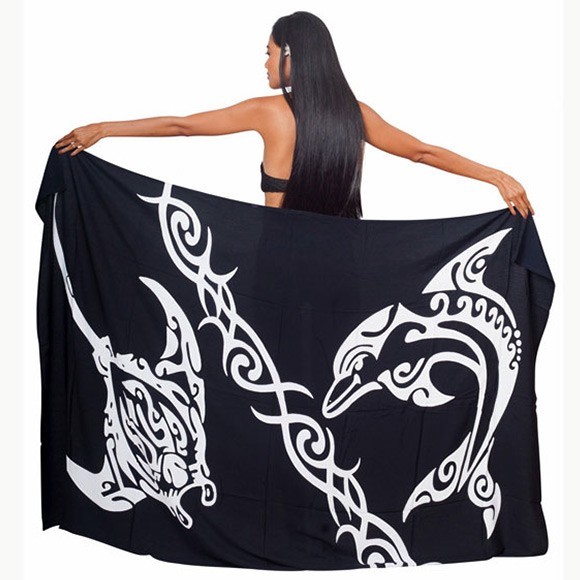 Pareo bali art fait main manta dauphin tribal 8861-d3 Pareo bali art fait main manta dauphin tribal 8861-d3