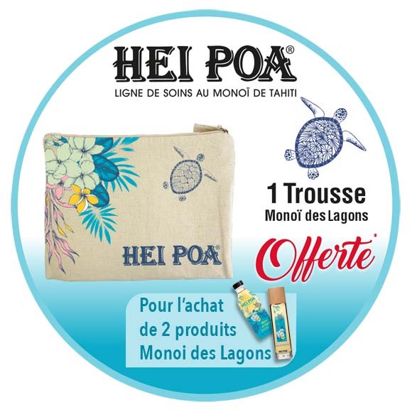 Trousse XL offerte pour l'achat de 2 références Monoi des Lagons Hei Poa* Trousse XL offerte pour l'achat de 2 références Monoi des Lagons Hei Poa*