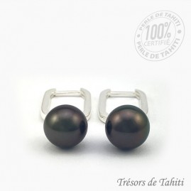 Boucles d'oreilles Perles de Tahiti Semi rondes Argent TT385