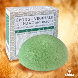 Eponge vegetale visage en konjac bio karawan + aloe vera