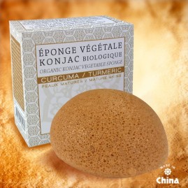 Eponge vegetale visage konjac bio karawan + curcuma