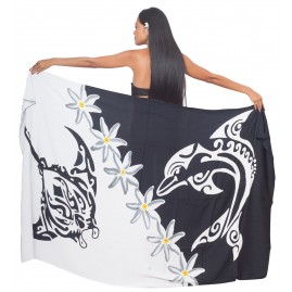Pareo Bali Art fait main Manta et Dauphin 8281