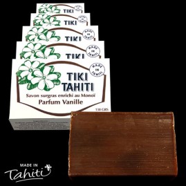 Lot 5 savons surgras au monoi tiki tahiti parfum vanille 130g
