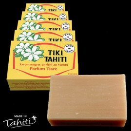Lot 5 savons surgras au monoi tiki tahiti parfum tiare 130g