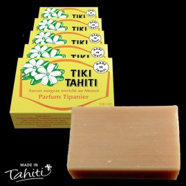 Lot 5 savons surgras au monoi tiki tahiti Frangipanier-Tipanier 130g