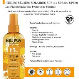 Huile Seche Solaire 150mL Monoi Hei Poa SPF15