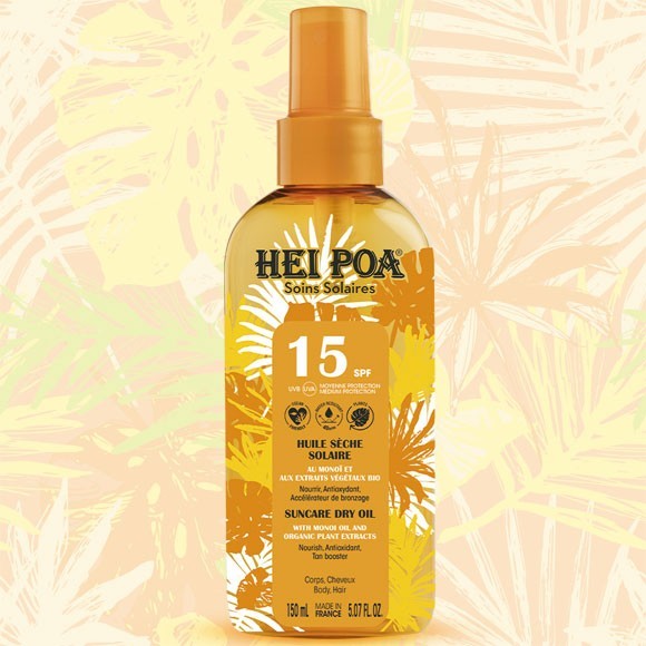 Huile Seche Solaire 150mL Monoi Hei Poa SPF15