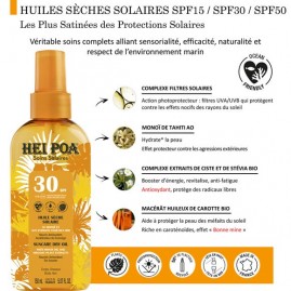 Huile Seche Solaire 150mL Monoi Hei Poa SPF30