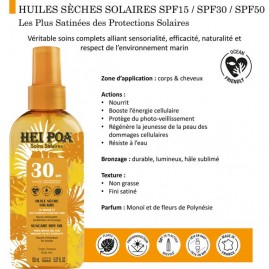 Huile Seche Solaire 150mL Monoi Hei Poa SPF30