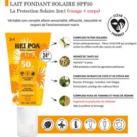 Lait Solaire fondant Visage et Corps 150mL Monoi Hei Poa SPF30