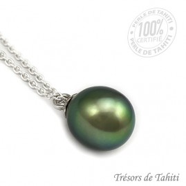 Pendentif Perle de Tahiti Goutte chaine Argent TT389