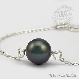 Bracelet Perle de Tahiti Semi Ronde Chaine en Argent TT411