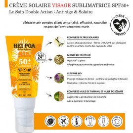 Crème Solaire Protection Visage 50mL Monoi Hei Poa SPF50+