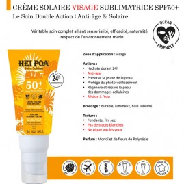 Crème Solaire Protection Visage 50mL Monoi Hei Poa SPF50+