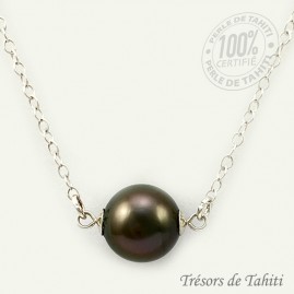 Pendentif Perle de Tahiti Semi Ronde Chaine Argent TT415