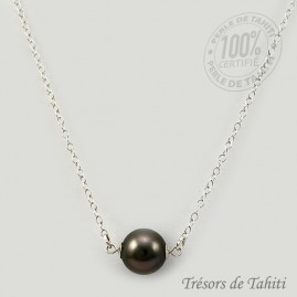 Pendentif Perle de Tahiti Semi Ronde Chaine Argent TT415