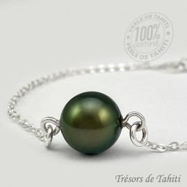 Bracelet Perle de Tahiti Semi Ronde Chaine en Argent TT414