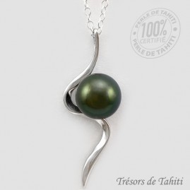 Pendentif Perle de Tahiti Semi Ronde Chaine Argent TT400