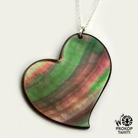 Pendentif Coeur de Nacre Prokop Tahiti Chaine Argent CR2