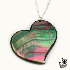 Pendentif Coeur de Nacre Prokop Tahiti Chaine Argent CR3