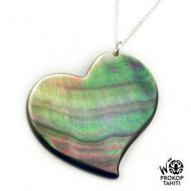 Pendentif Coeur de Nacre Prokop Tahiti Chaine Argent CR4