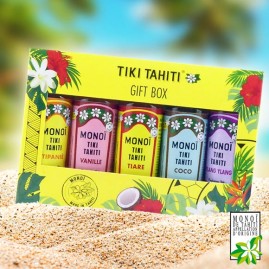 Gift Box Cadeau Bien-Etre 5 Monoi Tiki Tahiti parfumés 60mL