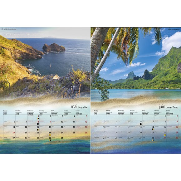 Calendrier Tahiti et ses Iles 2024 Le Classique Noir A4