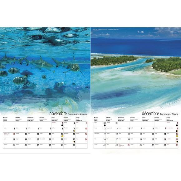 Calendrier Tahiti et ses Iles 2024 Le Classique Blanc A5