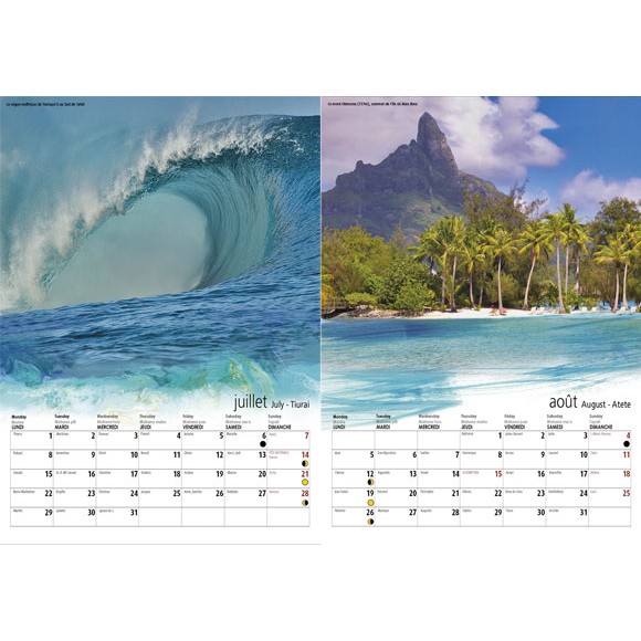 Calendrier Tahiti et ses Iles 2024 Le Classique Blanc A5