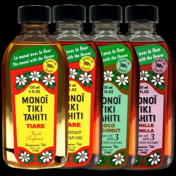 Nouveau ! Lot 4 Monoi Tiki 120mL dont 3 Huiles Rouges avec SPF3 Nouveau ! Lot 4 Monoi Tiki 120mL dont 3 Huiles Rouges avec SPF3