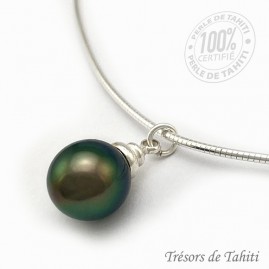 Collier Argent Rigide Perle...